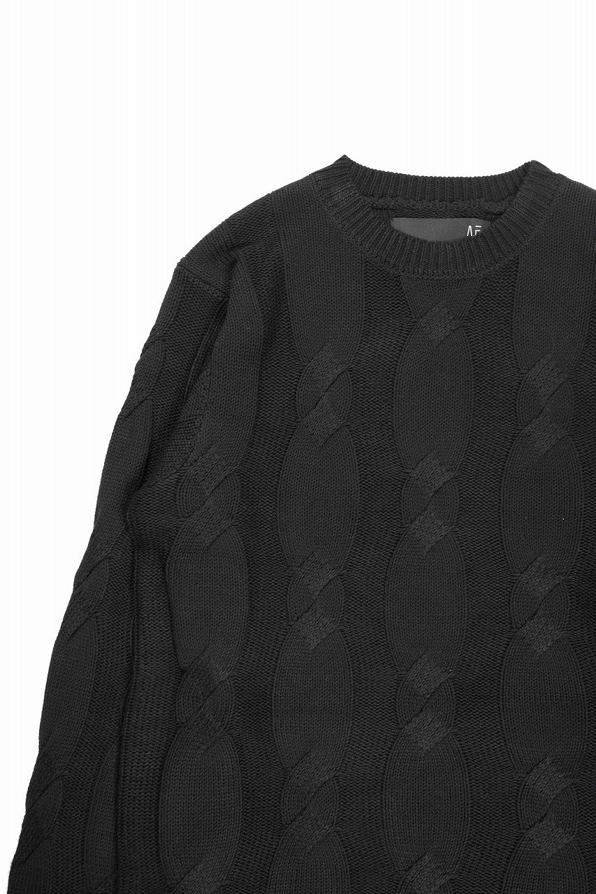 Load image into Gallery viewer, A.F ARTEFACT CABLE KNIT PULLOVER / REGULAR FIT (BLACK)