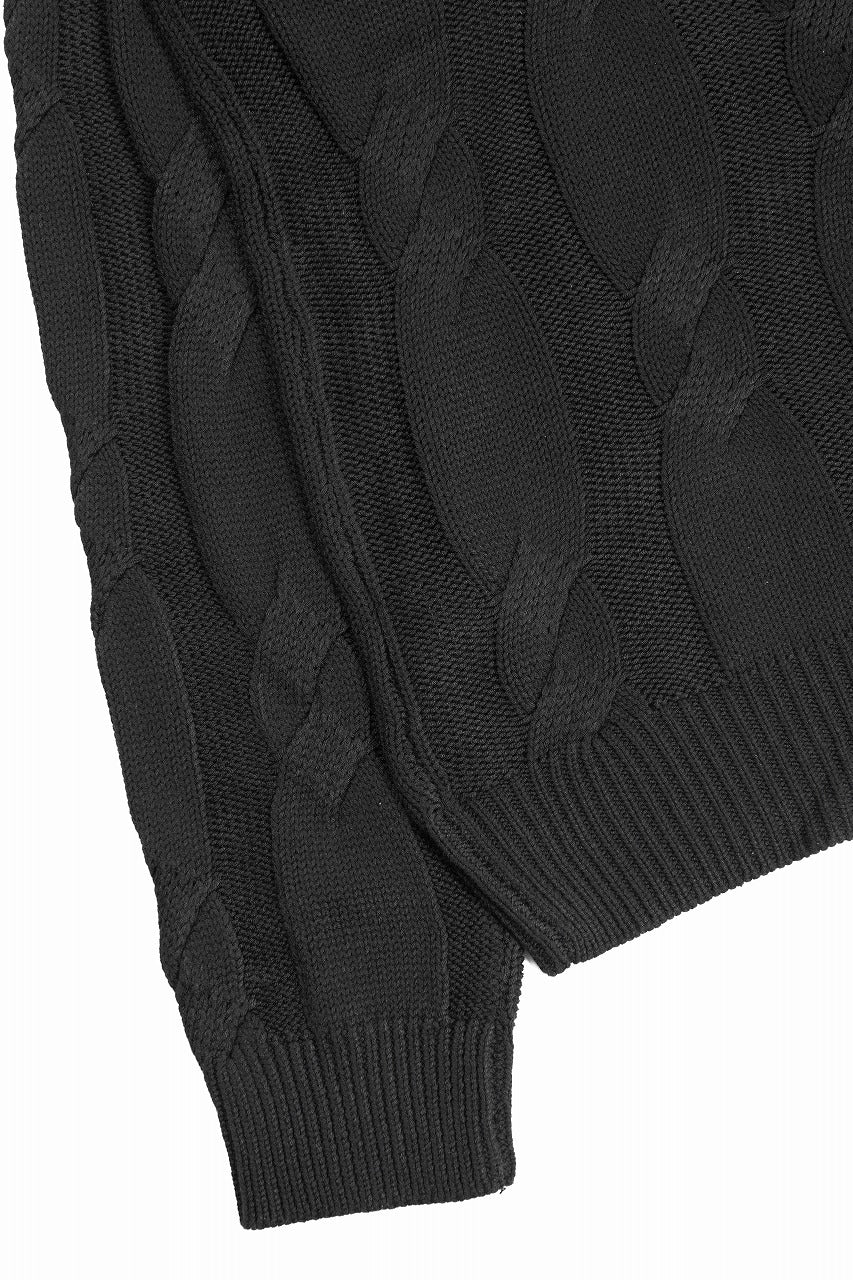 画像をギャラリービューアに読み込む, A.F ARTEFACT CABLE KNIT PULLOVER / RELAX FIT (BLACK)