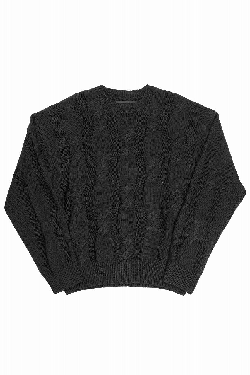 画像をギャラリービューアに読み込む, A.F ARTEFACT CABLE KNIT PULLOVER / RELAX FIT (BLACK)