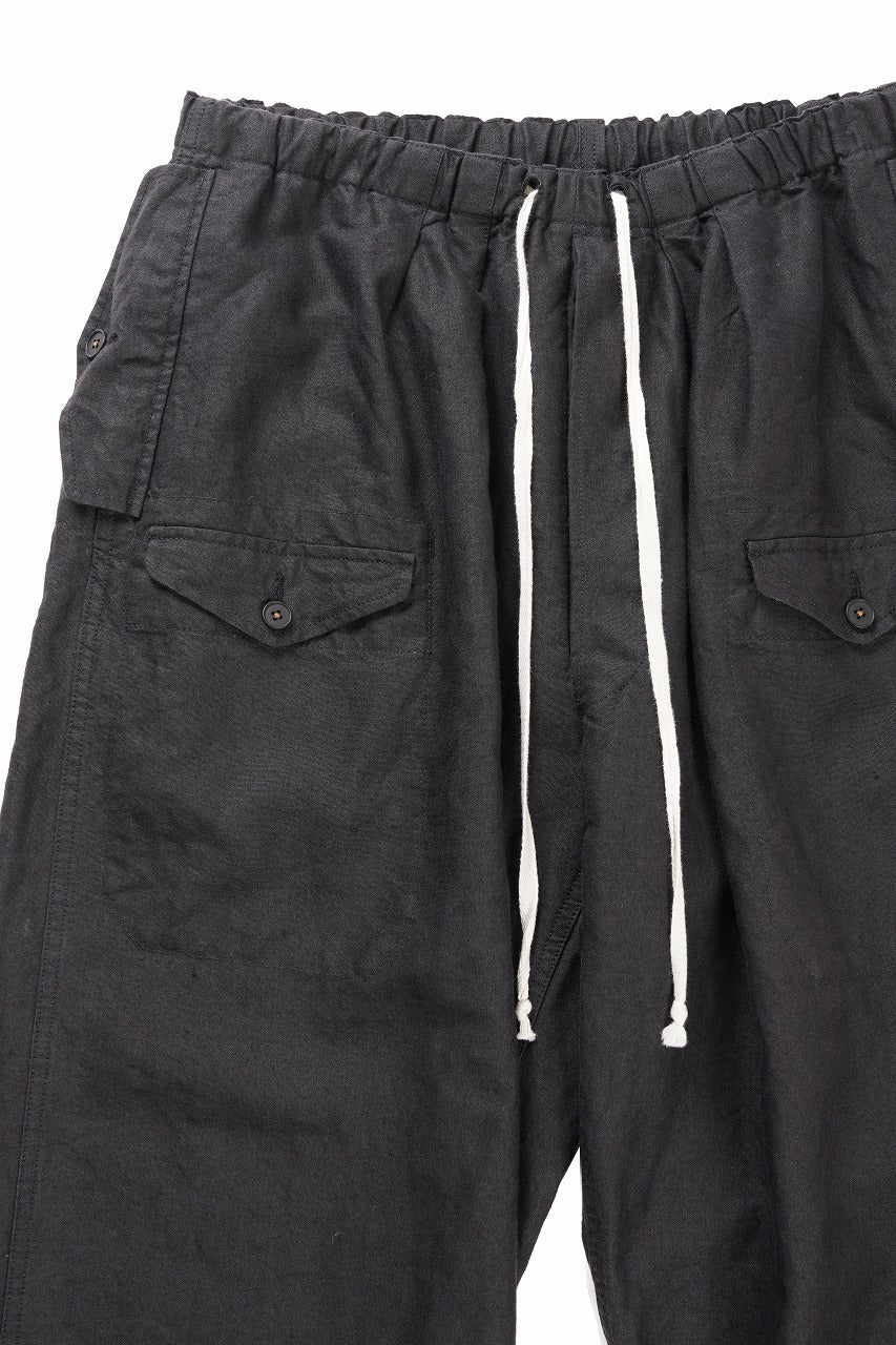 Load image into Gallery viewer, KLASICA "SNOW" CAMO STYLE STRING BIG PANTS / WASHI &amp; LINEN HIGH DENSITY LIGHT WEIGHT WEATHER (BLACK)