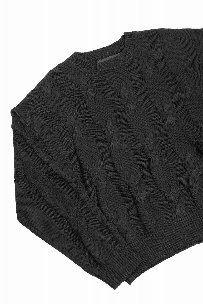 画像をギャラリービューアに読み込む, A.F ARTEFACT CABLE KNIT PULLOVER / RELAX FIT (BLACK)