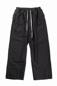 Load image into Gallery viewer, KLASICA "SNOW" CAMO STYLE STRING BIG PANTS / WASHI &amp; LINEN HIGH DENSITY LIGHT WEIGHT WEATHER (BLACK)