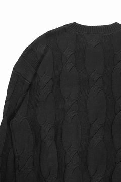 画像をギャラリービューアに読み込む, A.F ARTEFACT CABLE KNIT PULLOVER / RELAX FIT (BLACK)
