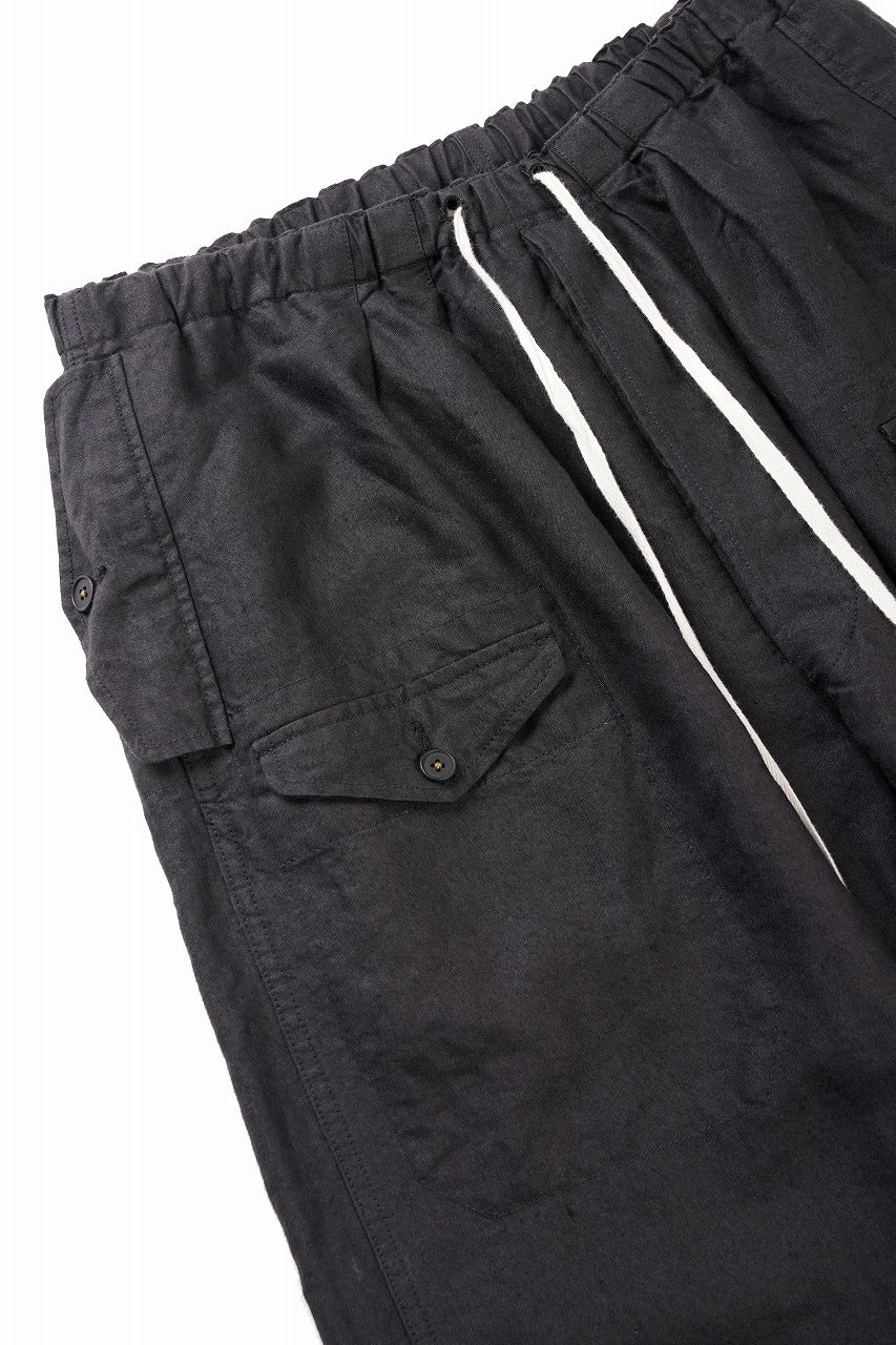 Load image into Gallery viewer, KLASICA "SNOW" CAMO STYLE STRING BIG PANTS / WASHI &amp; LINEN HIGH DENSITY LIGHT WEIGHT WEATHER (BLACK)