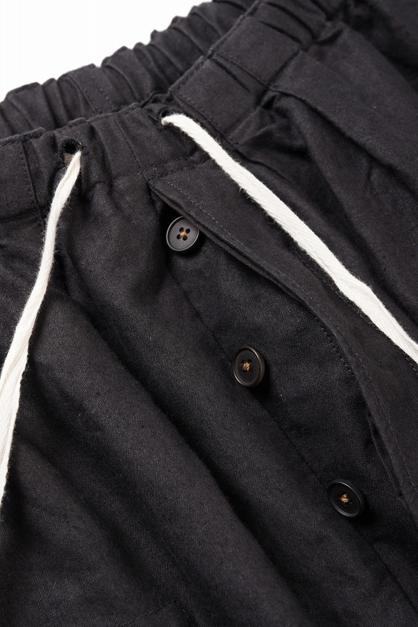 Load image into Gallery viewer, KLASICA "SNOW" CAMO STYLE STRING BIG PANTS / WASHI &amp; LINEN HIGH DENSITY LIGHT WEIGHT WEATHER (BLACK)