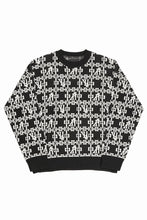 画像をギャラリービューアに読み込む, A.F ARTEFACT JACGUARD KNIT PULLOVER / RELAX FIT (BLACK x IVORY)