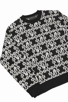 画像をギャラリービューアに読み込む, A.F ARTEFACT JACGUARD KNIT PULLOVER / RELAX FIT (BLACK x IVORY)