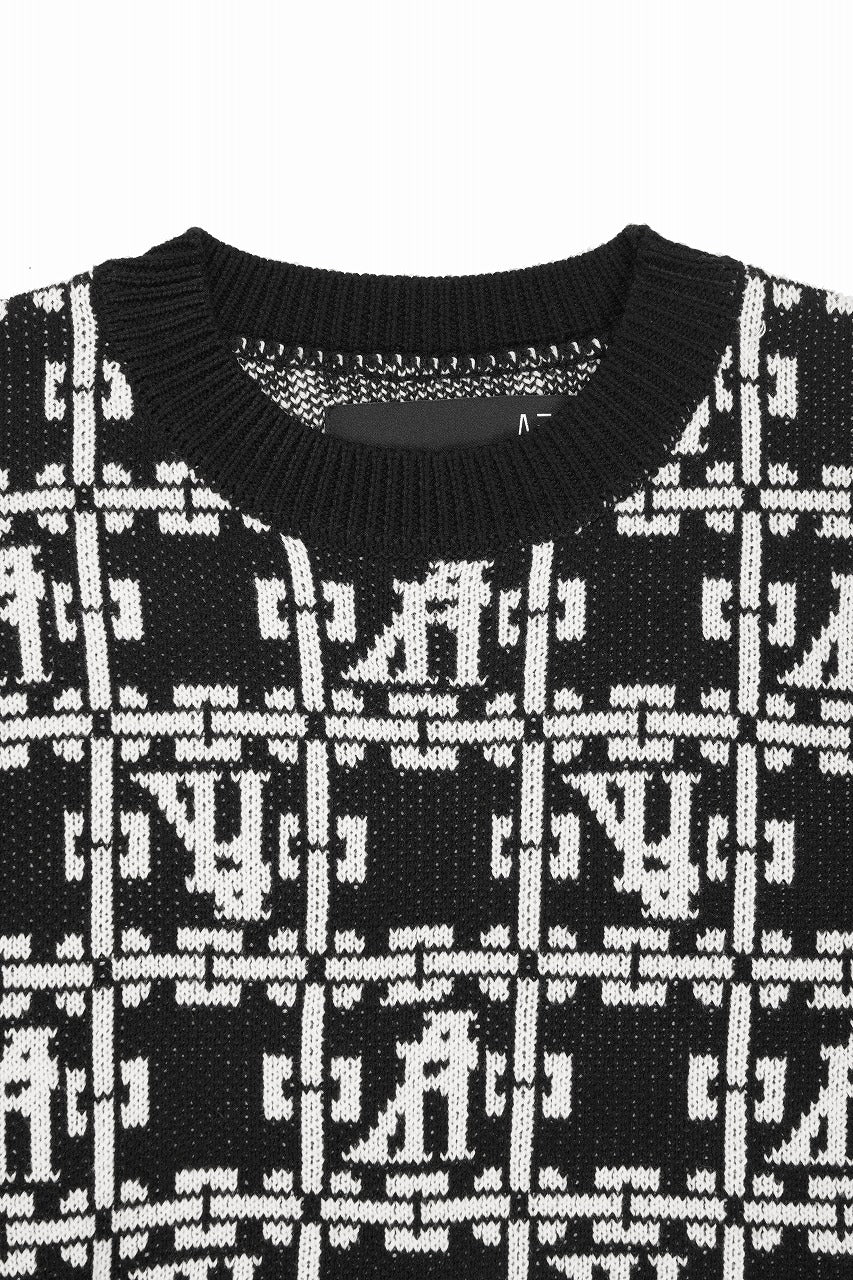 Load image into Gallery viewer, A.F ARTEFACT JACGUARD KNIT PULLOVER / REGULAR FIT (BLACK x IVORY)