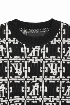 画像をギャラリービューアに読み込む, A.F ARTEFACT JACGUARD KNIT PULLOVER / RELAX FIT (BLACK x IVORY)