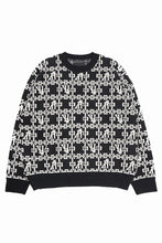画像をギャラリービューアに読み込む, A.F ARTEFACT JACGUARD KNIT PULLOVER / RELAX FIT (BLACK x IVORY)