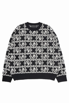 画像をギャラリービューアに読み込む, A.F ARTEFACT JACGUARD KNIT PULLOVER / RELAX FIT (BLACK x IVORY)