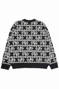 画像をギャラリービューアに読み込む, A.F ARTEFACT JACGUARD KNIT PULLOVER / RELAX FIT (BLACK x IVORY)