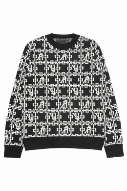 A.F ARTEFACT JACGUARD KNIT PULLOVER / REGULAR FIT (BLACK x IVORY)