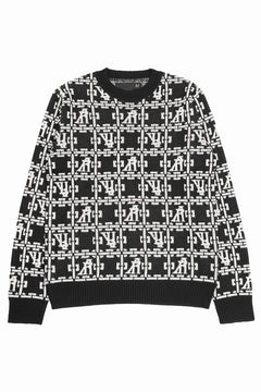 Load image into Gallery viewer, A.F ARTEFACT JACGUARD KNIT PULLOVER / REGULAR FIT (BLACK x IVORY)
