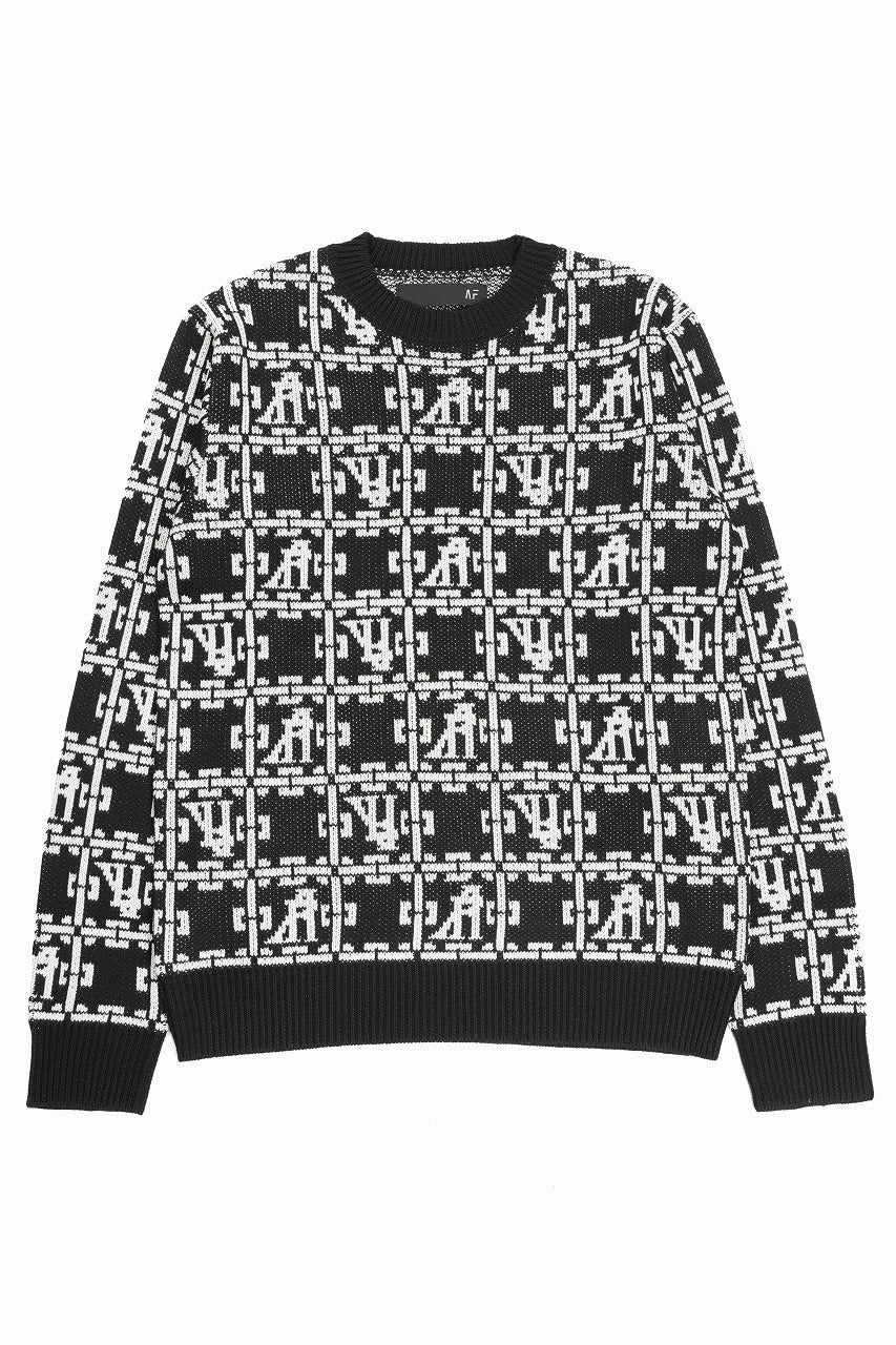 Load image into Gallery viewer, A.F ARTEFACT JACGUARD KNIT PULLOVER / REGULAR FIT (BLACK x IVORY)