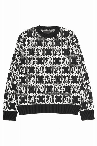 A.F ARTEFACT JACGUARD KNIT PULLOVER / REGULAR FIT (BLACK x IVORY)