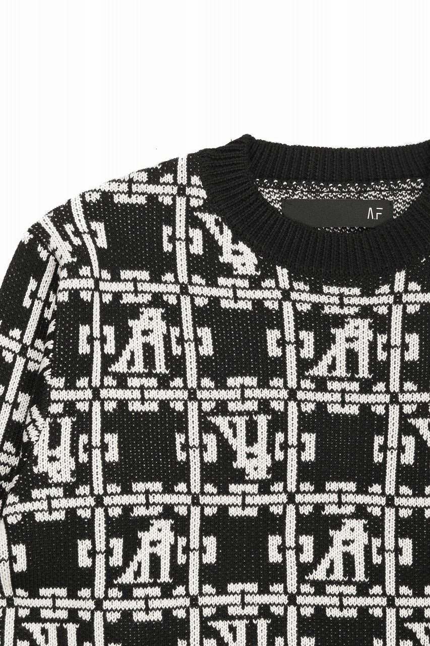 Load image into Gallery viewer, A.F ARTEFACT JACGUARD KNIT PULLOVER / REGULAR FIT (BLACK x IVORY)