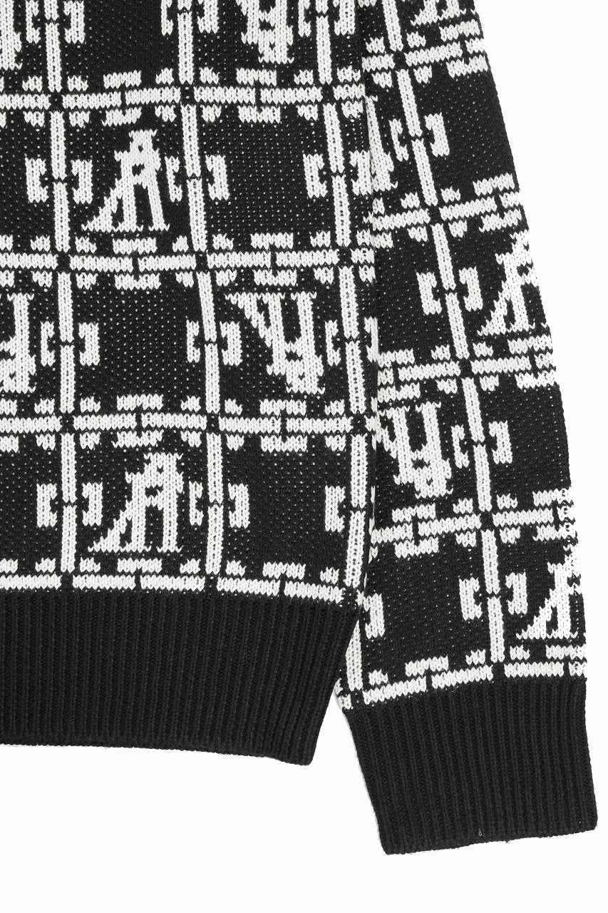 Load image into Gallery viewer, A.F ARTEFACT JACGUARD KNIT PULLOVER / REGULAR FIT (BLACK x IVORY)