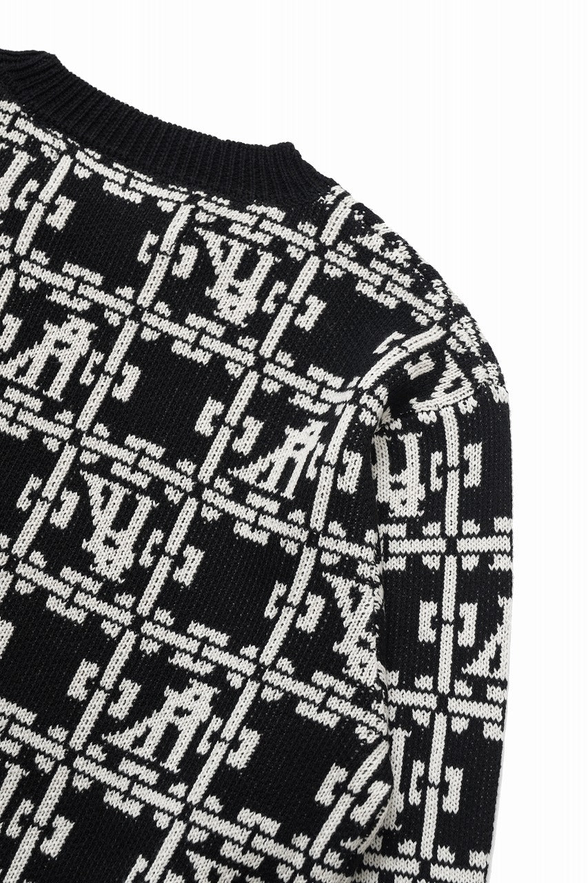 Load image into Gallery viewer, A.F ARTEFACT JACGUARD KNIT PULLOVER / REGULAR FIT (BLACK x IVORY)
