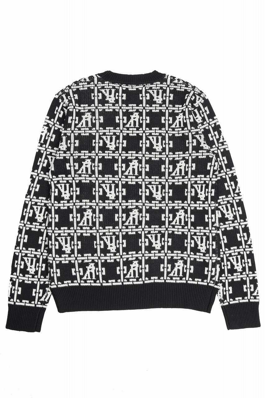Load image into Gallery viewer, A.F ARTEFACT JACGUARD KNIT PULLOVER / REGULAR FIT (BLACK x IVORY)
