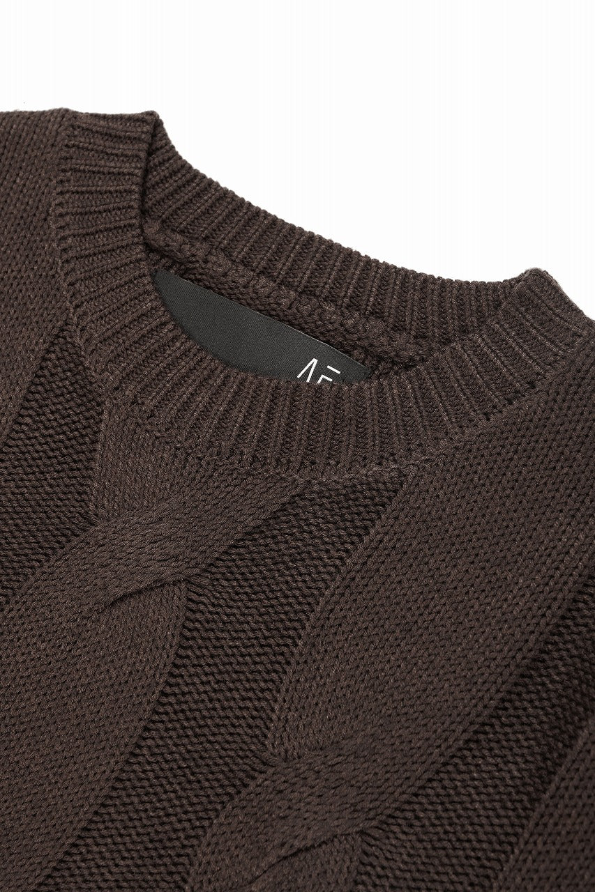 Load image into Gallery viewer, A.F ARTEFACT CABLE KNIT PULLOVER / REGULAR FIT (BROWN)