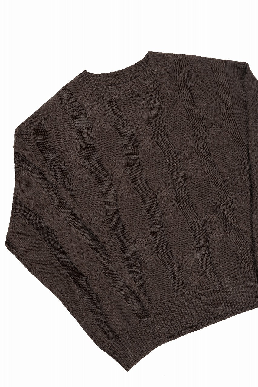 画像をギャラリービューアに読み込む, A.F ARTEFACT CABLE KNIT PULLOVER / RELAX FIT (BROWN)