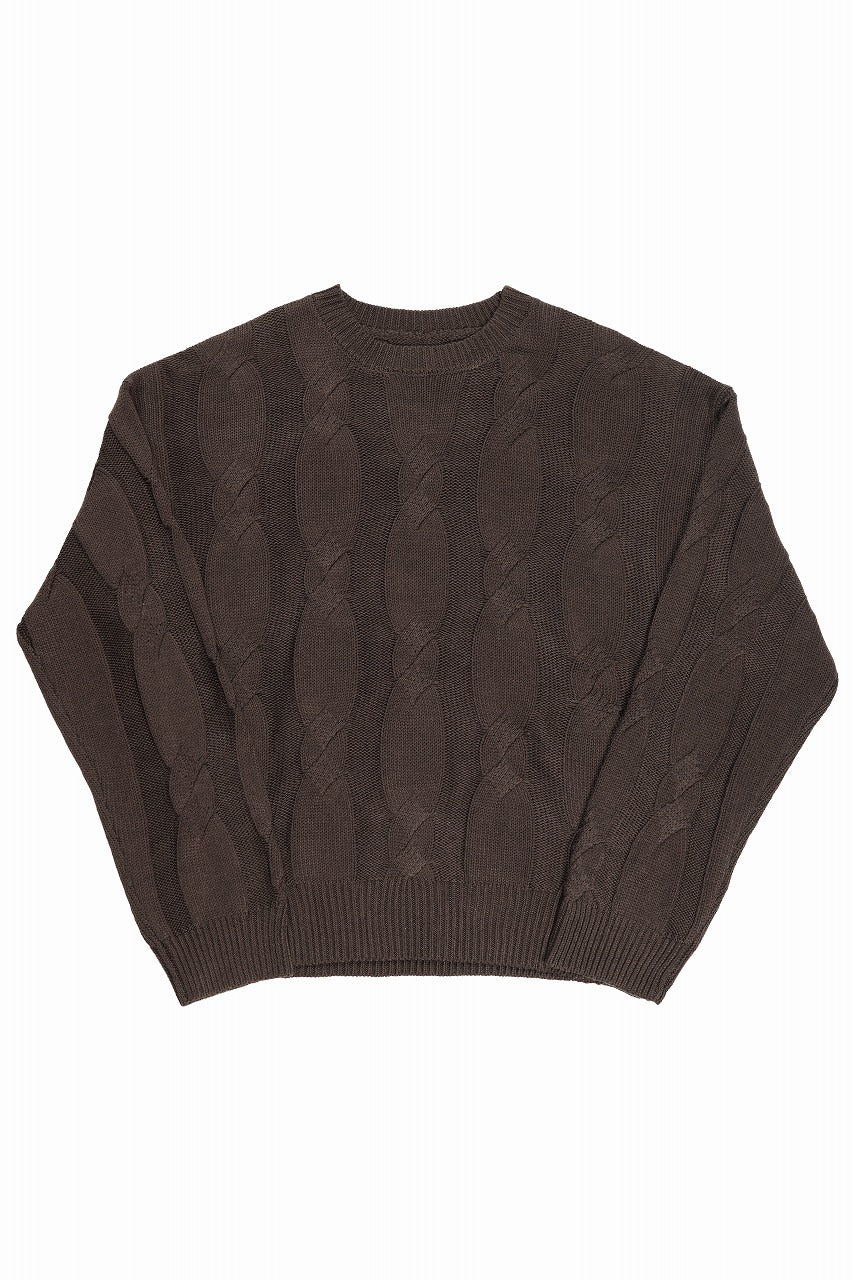 画像をギャラリービューアに読み込む, A.F ARTEFACT CABLE KNIT PULLOVER / RELAX FIT (BROWN)