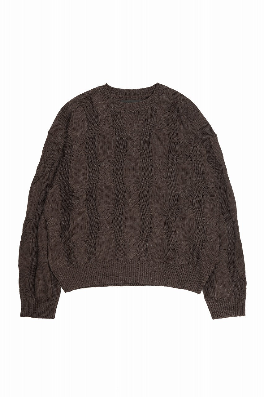 画像をギャラリービューアに読み込む, A.F ARTEFACT CABLE KNIT PULLOVER / RELAX FIT (BROWN)