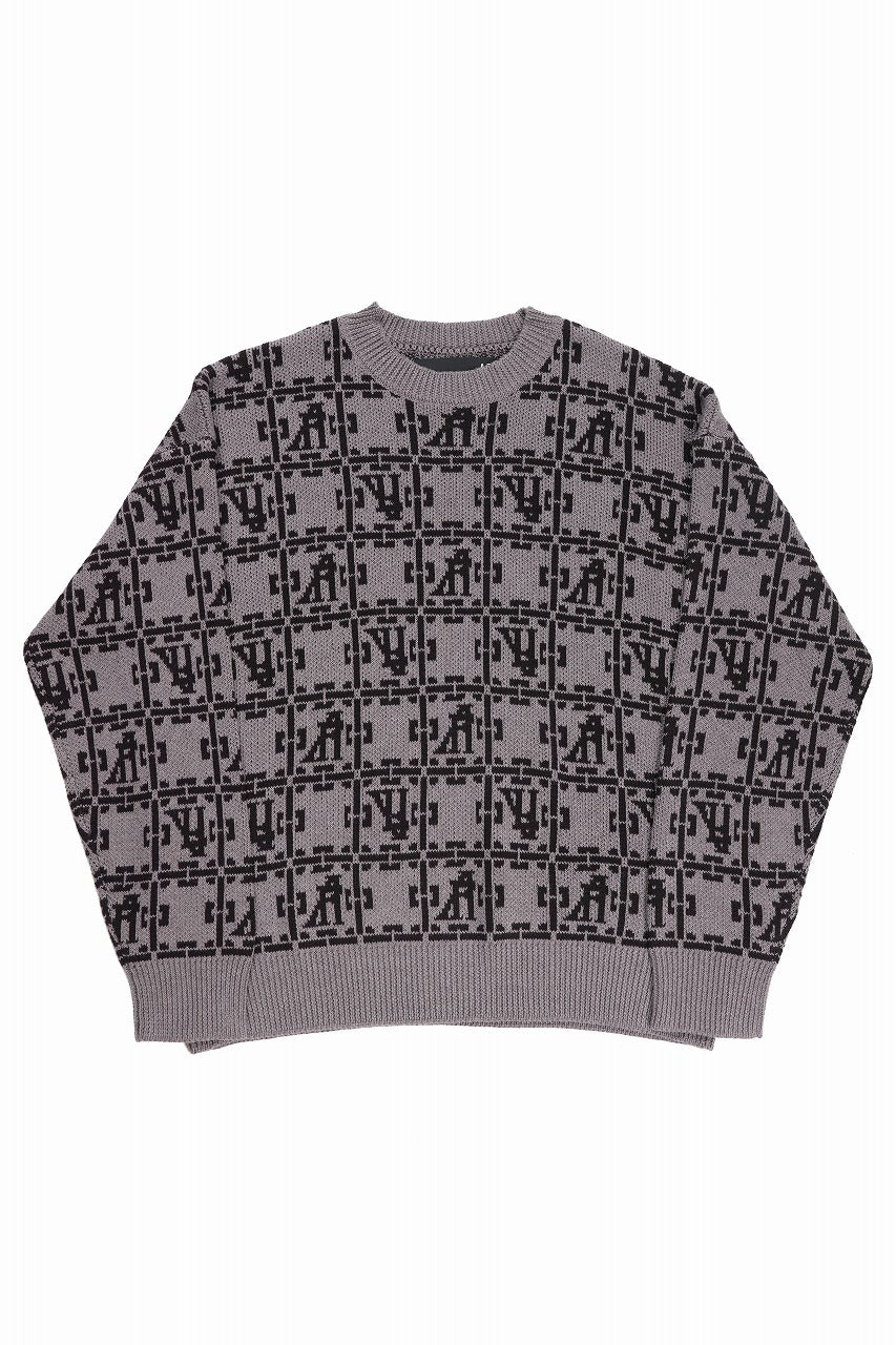 画像をギャラリービューアに読み込む, A.F ARTEFACT JACGUARD KNIT PULLOVER / RELAX FIT (BROWN x DARK BROWN)