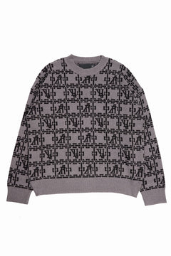 画像をギャラリービューアに読み込む, A.F ARTEFACT JACGUARD KNIT PULLOVER / RELAX FIT (BROWN x DARK BROWN)