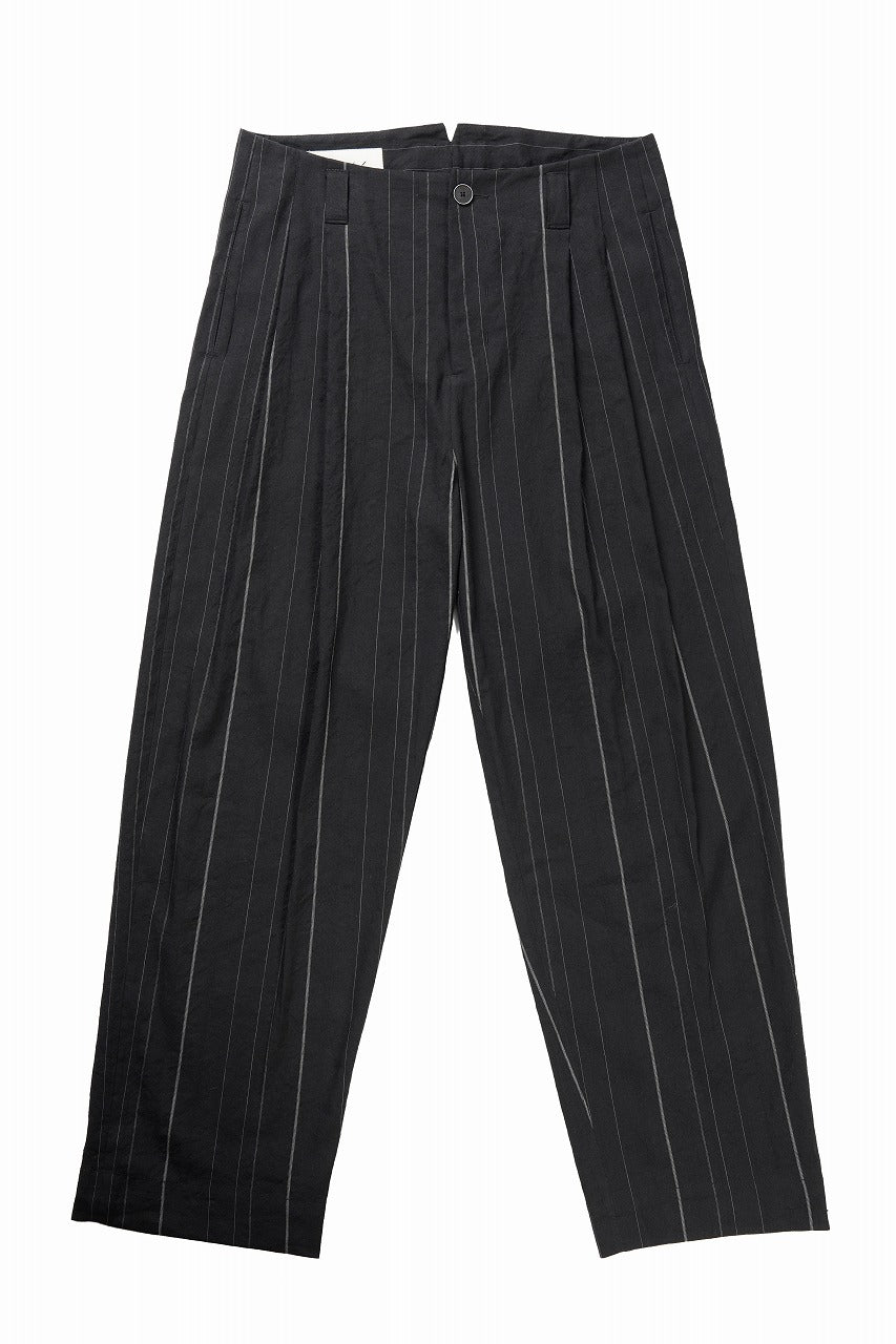 画像をギャラリービューアに読み込む, Hannibal. Wide Pleated Trousers / Homer 222. (BLACK CHALK STRIPED)
