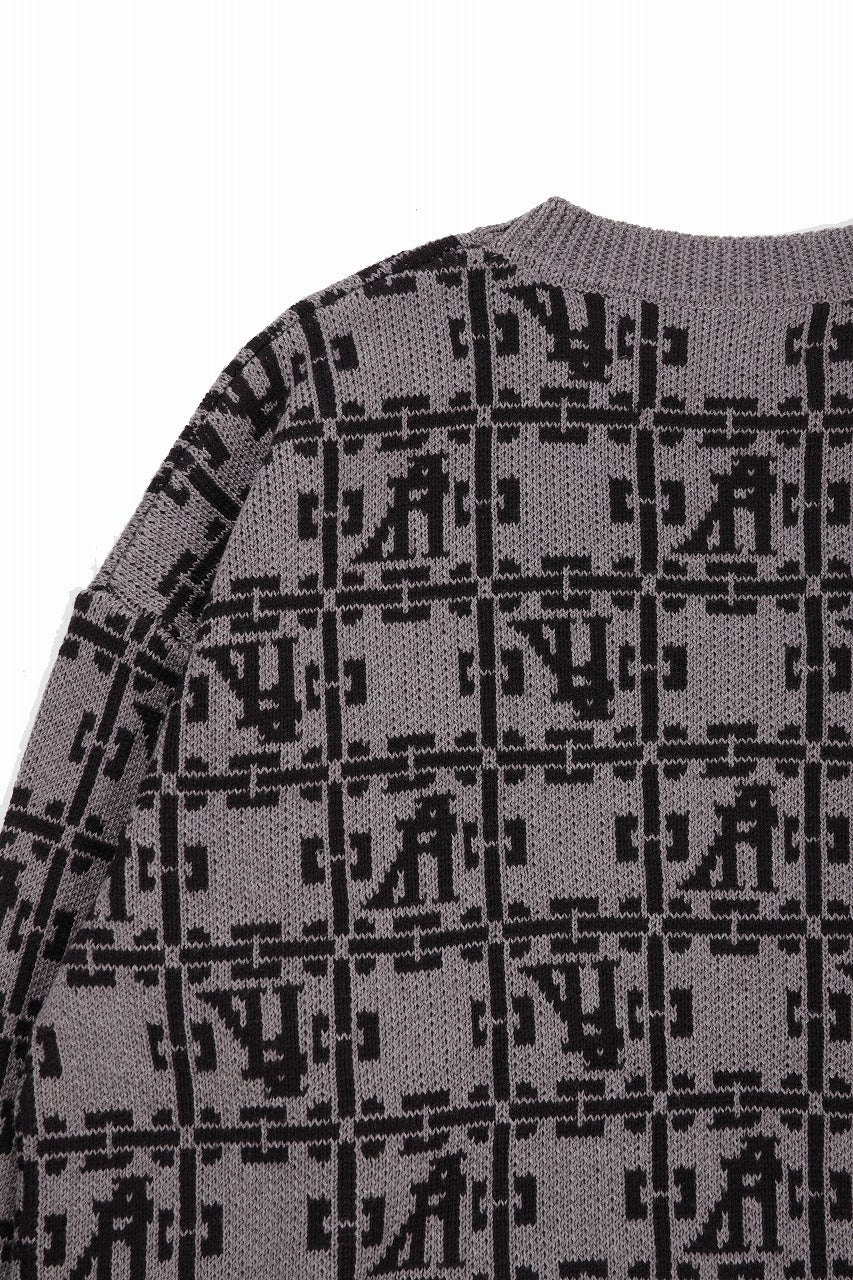 画像をギャラリービューアに読み込む, A.F ARTEFACT JACGUARD KNIT PULLOVER / RELAX FIT (BROWN x DARK BROWN)