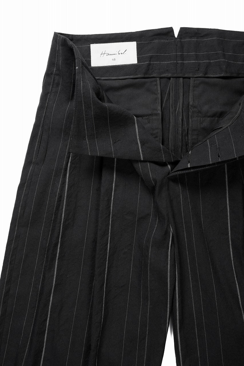 画像をギャラリービューアに読み込む, Hannibal. Wide Pleated Trousers / Homer 222. (BLACK CHALK STRIPED)
