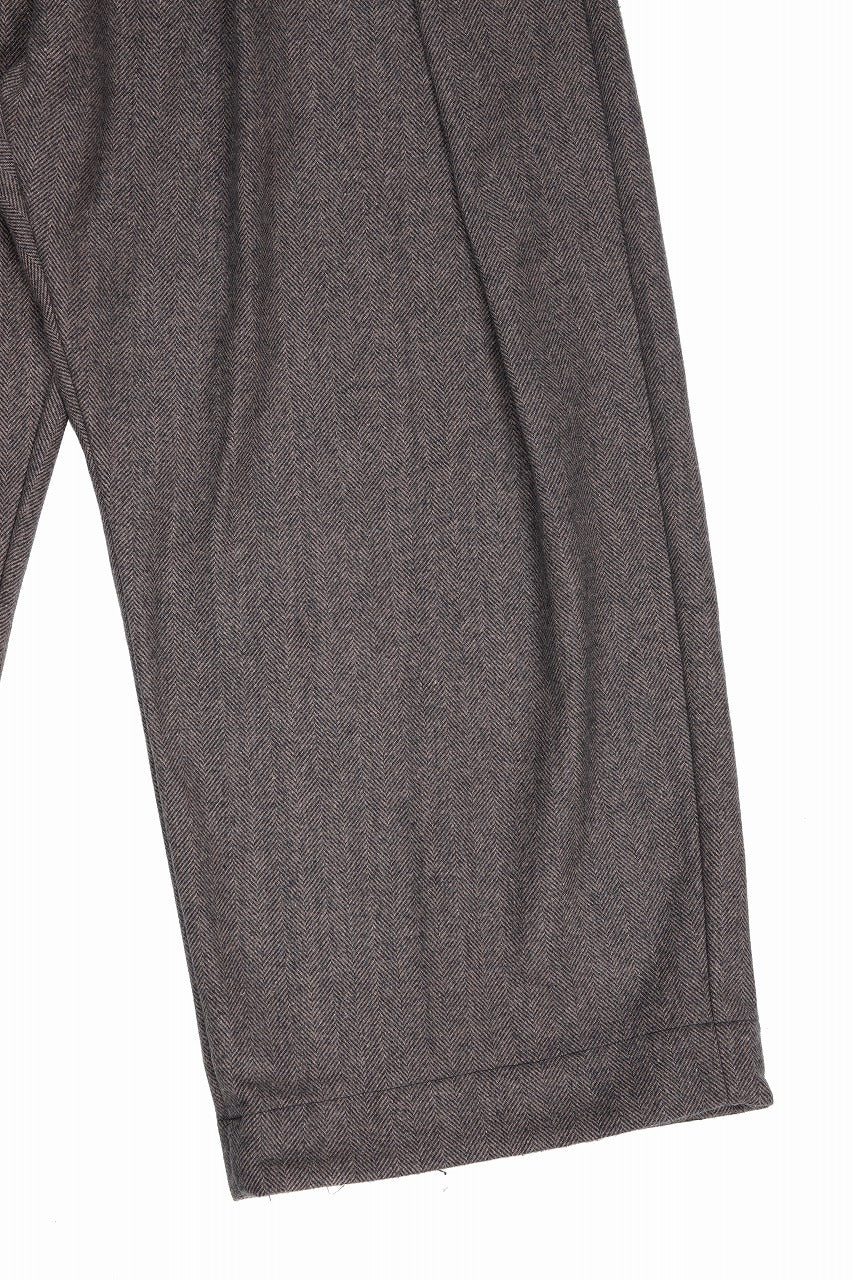 画像をギャラリービューアに読み込む, A.F ARTEFACT TUCK WIDE TROUSERS / HERRING BONE WOOL (BROWN)