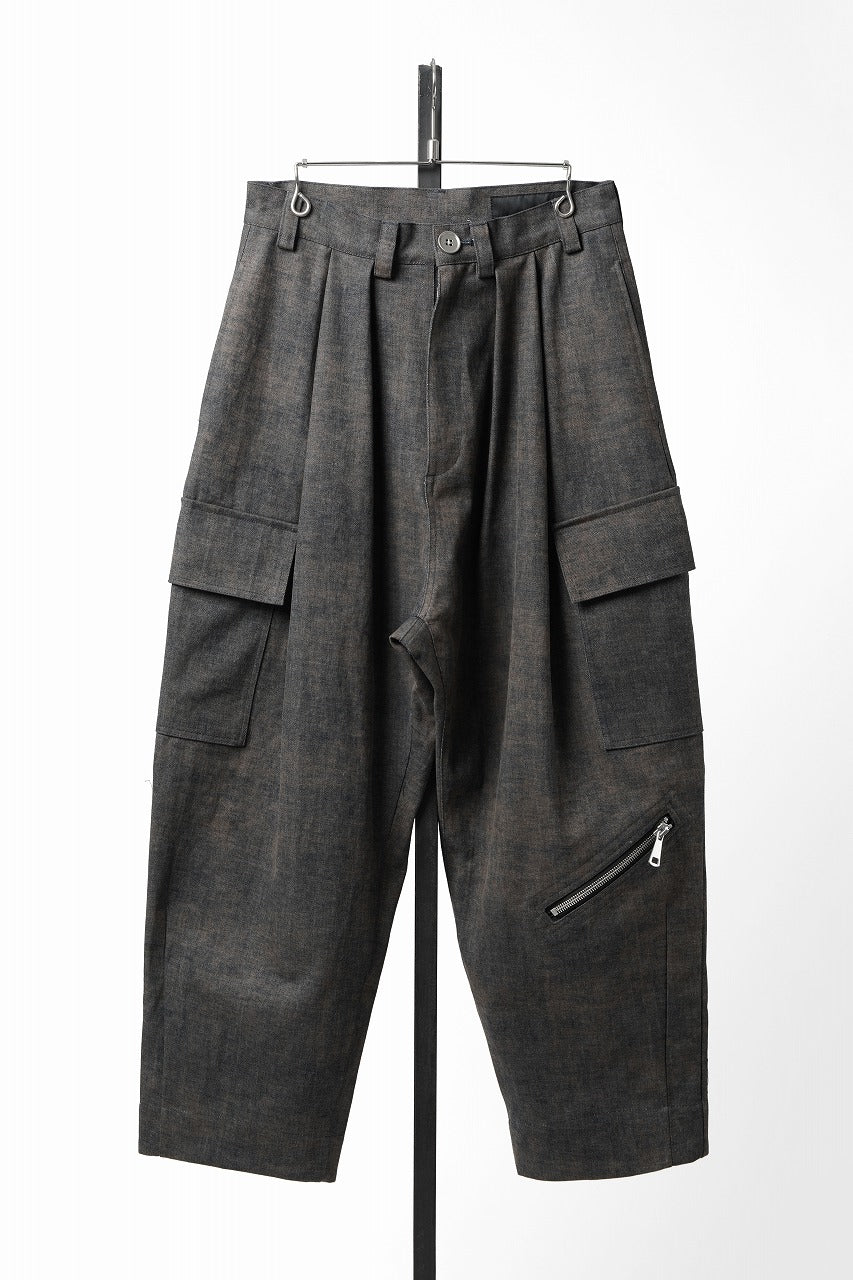 Load image into Gallery viewer, A.F ARTEFACT CARGO WIDE TAPERED TROUSERS / BLENDED SHADES DENIM (D.VERDIGRIS)