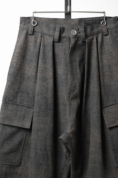 Load image into Gallery viewer, A.F ARTEFACT CARGO WIDE TAPERED TROUSERS / BLENDED SHADES DENIM (D.VERDIGRIS)