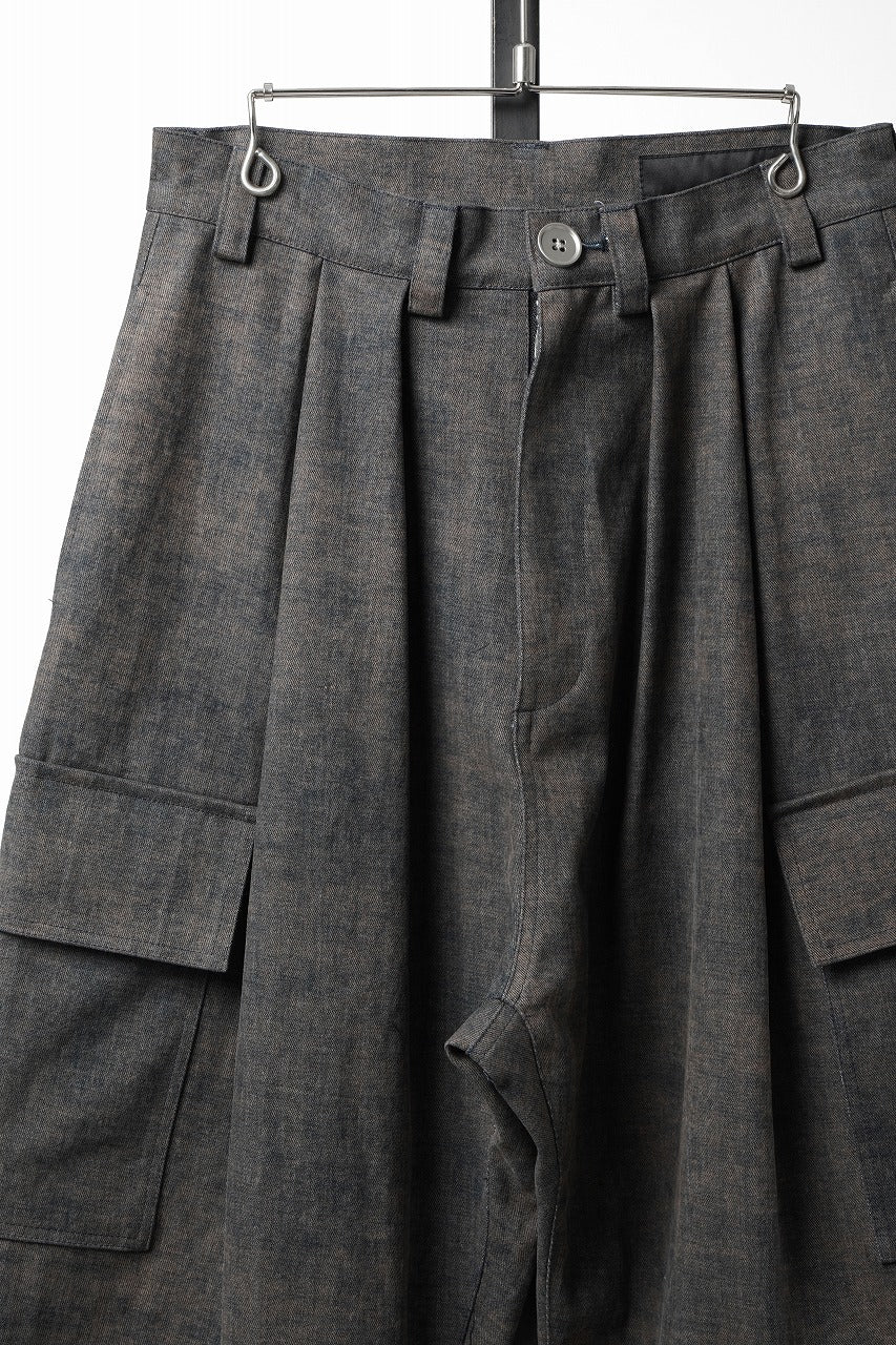 Load image into Gallery viewer, A.F ARTEFACT CARGO WIDE TAPERED TROUSERS / BLENDED SHADES DENIM (D.VERDIGRIS)