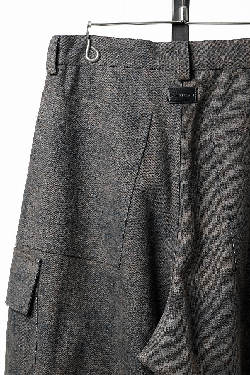 Load image into Gallery viewer, A.F ARTEFACT CARGO WIDE TAPERED TROUSERS / BLENDED SHADES DENIM (D.VERDIGRIS)