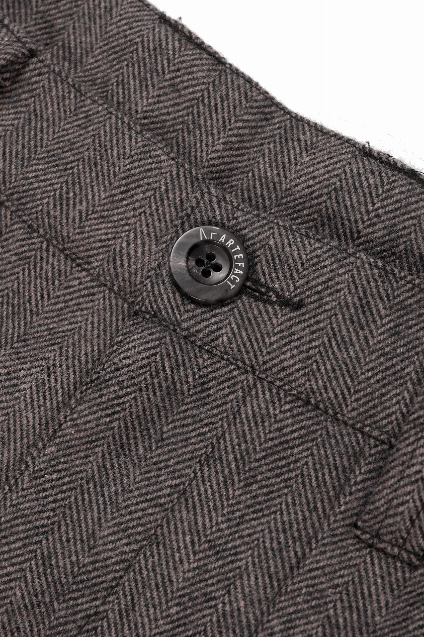 画像をギャラリービューアに読み込む, A.F ARTEFACT TUCK WIDE TROUSERS / HERRING BONE WOOL (BROWN)