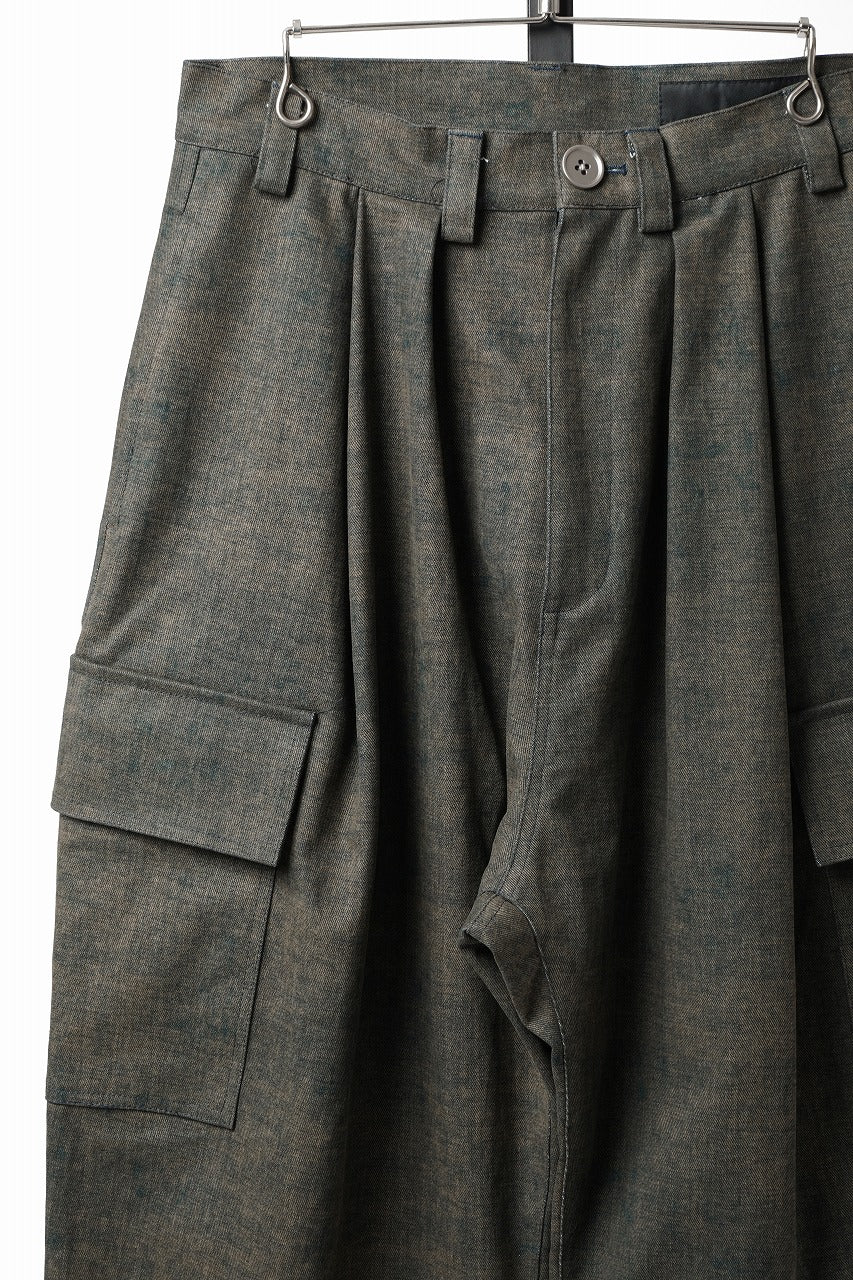 画像をギャラリービューアに読み込む, A.F ARTEFACT CARGO WIDE TAPERED TROUSERS / BLENDED SHADES DENIM (L.VERDIGRIS)