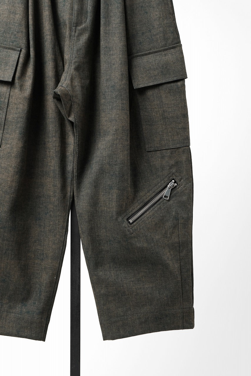 画像をギャラリービューアに読み込む, A.F ARTEFACT CARGO WIDE TAPERED TROUSERS / BLENDED SHADES DENIM (L.VERDIGRIS)