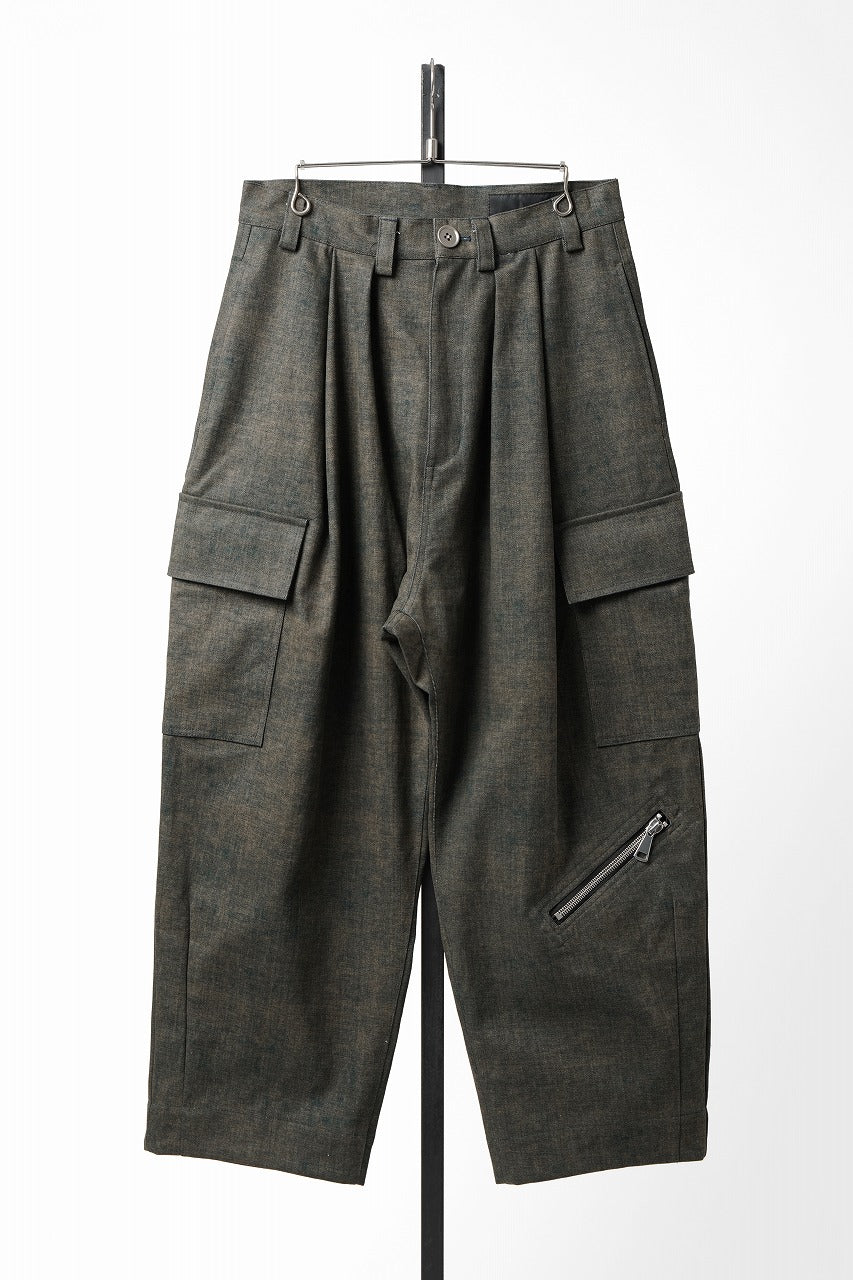画像をギャラリービューアに読み込む, A.F ARTEFACT CARGO WIDE TAPERED TROUSERS / BLENDED SHADES DENIM (L.VERDIGRIS)