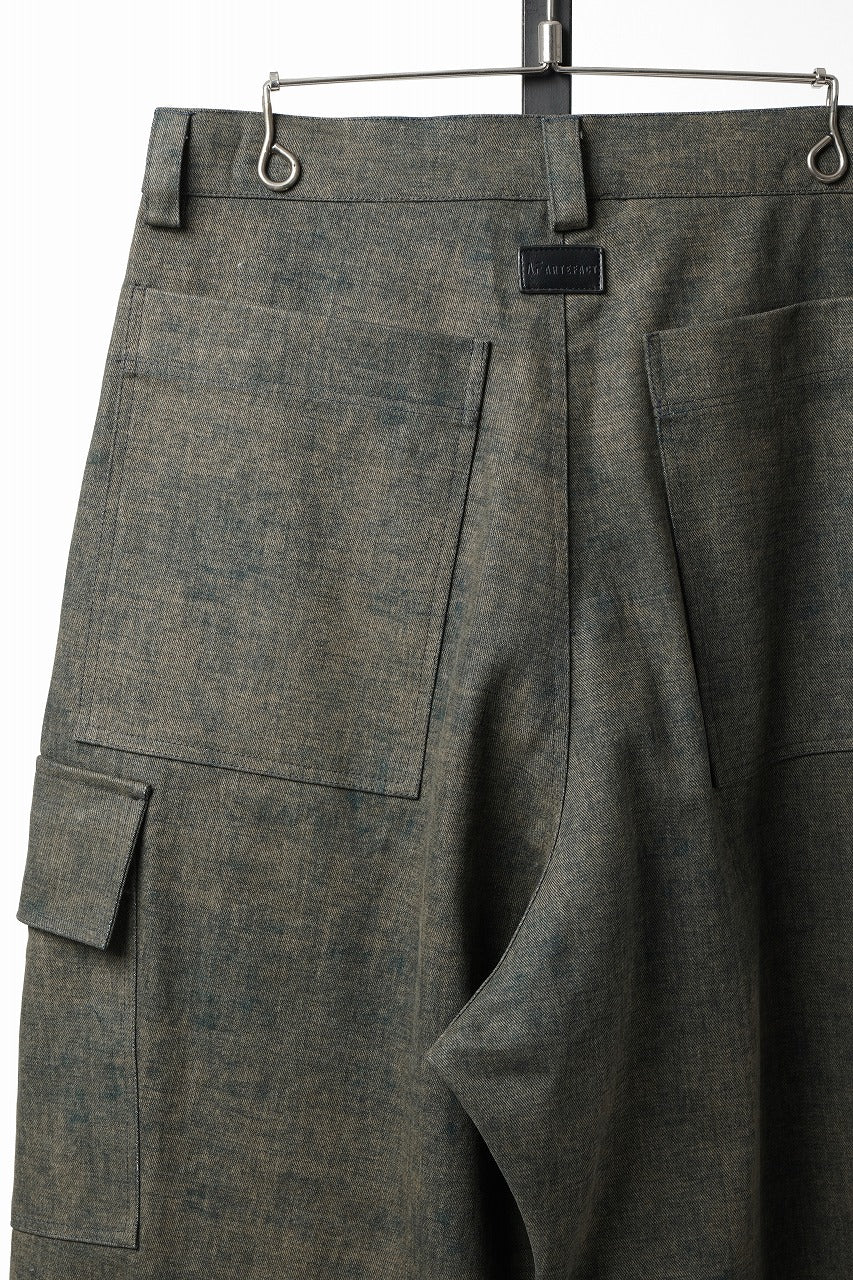 画像をギャラリービューアに読み込む, A.F ARTEFACT CARGO WIDE TAPERED TROUSERS / BLENDED SHADES DENIM (L.VERDIGRIS)