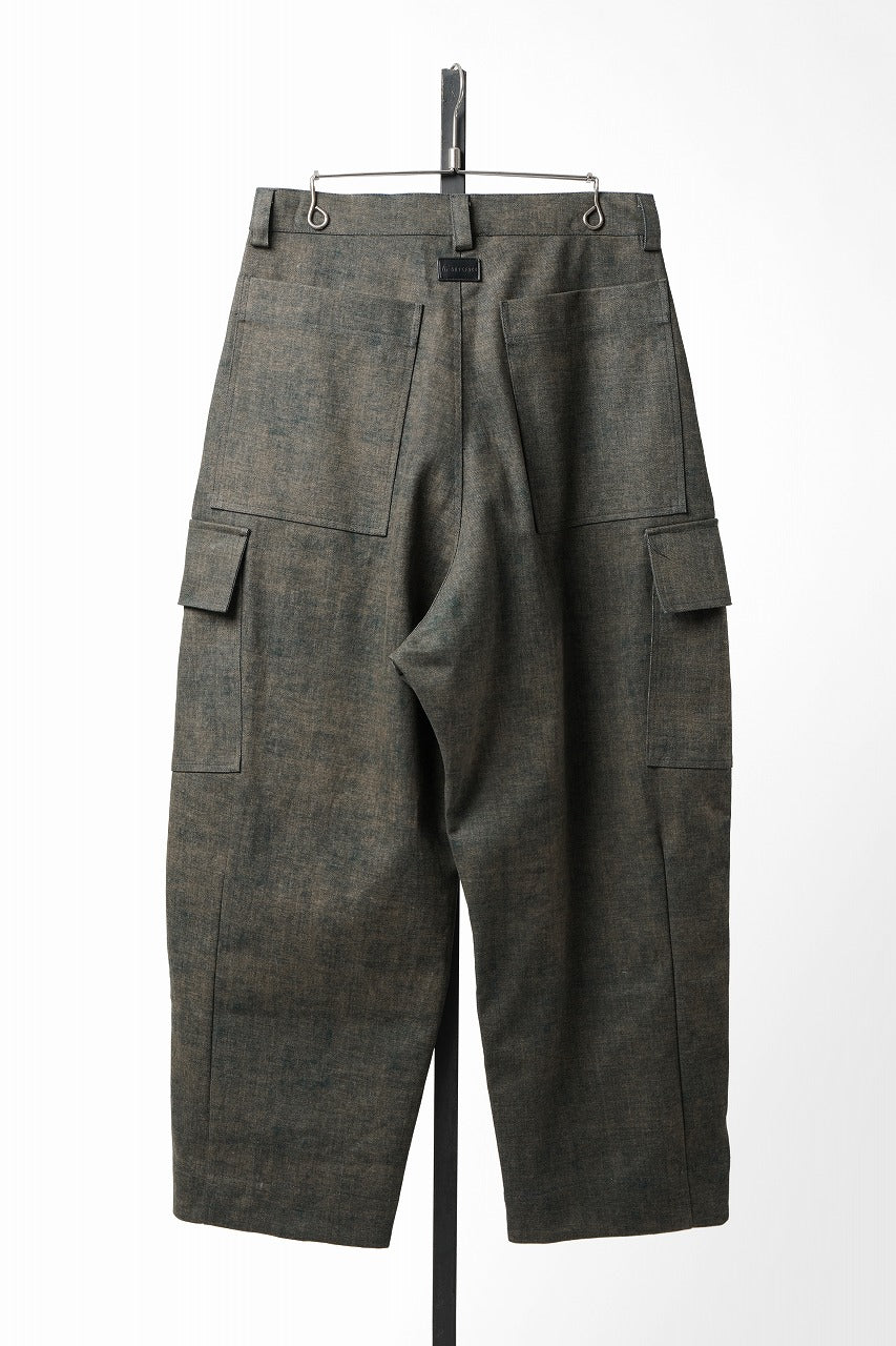 画像をギャラリービューアに読み込む, A.F ARTEFACT CARGO WIDE TAPERED TROUSERS / BLENDED SHADES DENIM (L.VERDIGRIS)