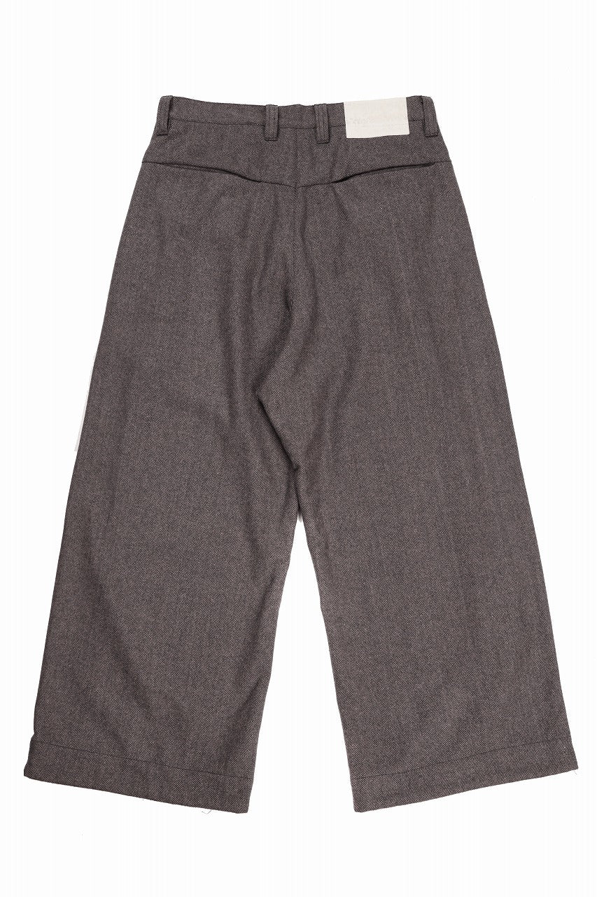 画像をギャラリービューアに読み込む, A.F ARTEFACT TUCK WIDE TROUSERS / HERRING BONE WOOL (BROWN)
