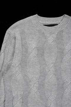 Load image into Gallery viewer, A.F ARTEFACT CABLE KNIT PULLOVER / REGULAR FIT (LIGHT GREY)