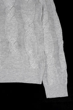画像をギャラリービューアに読み込む, A.F ARTEFACT CABLE KNIT PULLOVER / RELAX FIT (LIGHT GREY)