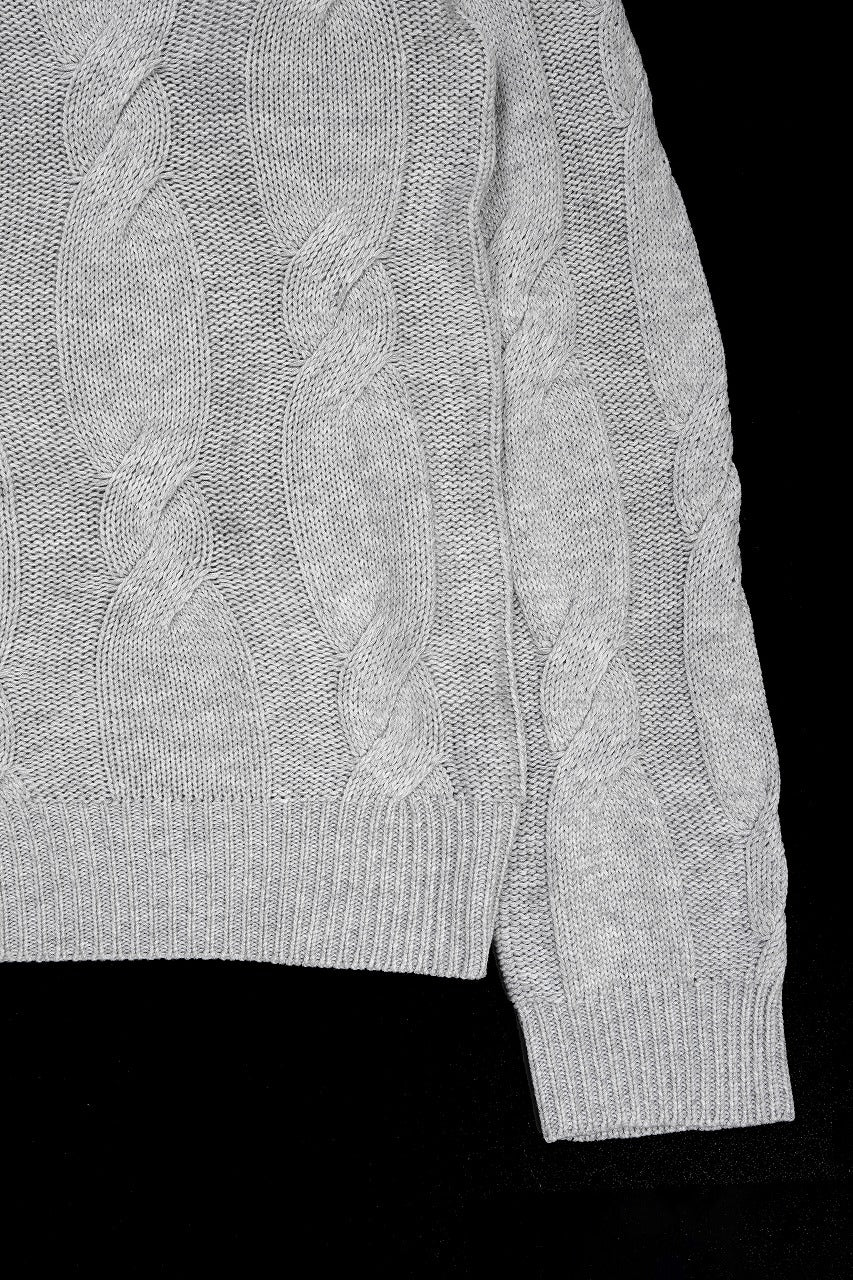 画像をギャラリービューアに読み込む, A.F ARTEFACT CABLE KNIT PULLOVER / RELAX FIT (LIGHT GREY)