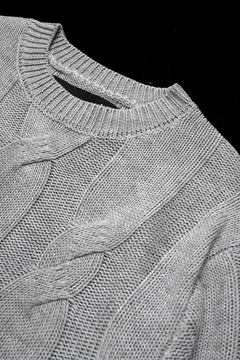 画像をギャラリービューアに読み込む, A.F ARTEFACT CABLE KNIT PULLOVER / RELAX FIT (LIGHT GREY)