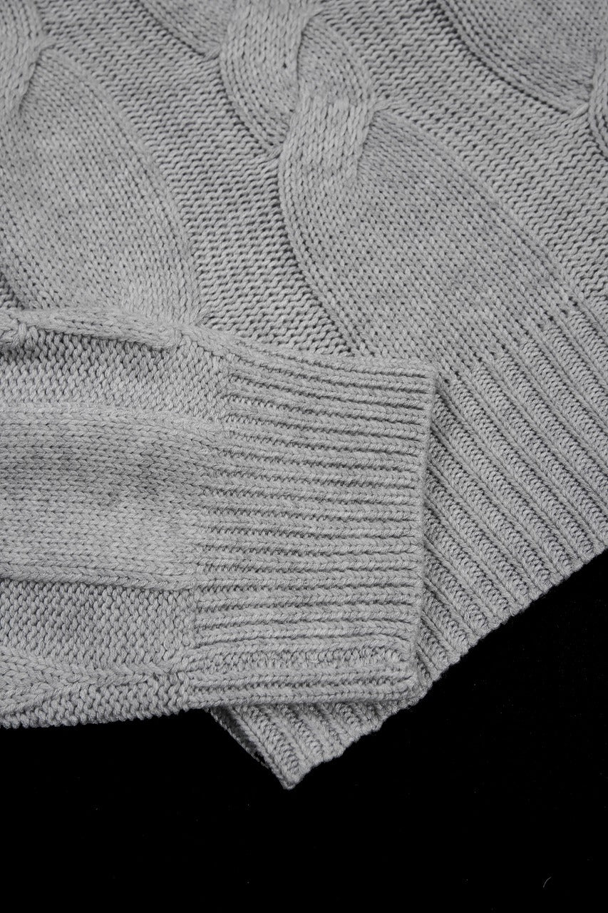 画像をギャラリービューアに読み込む, A.F ARTEFACT CABLE KNIT PULLOVER / RELAX FIT (LIGHT GREY)